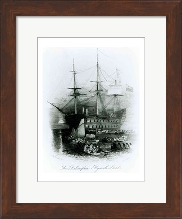Framed Bellerophon at Plymouth Sound in 1815 Print