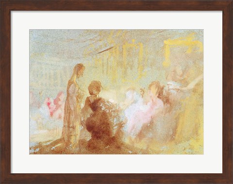 Framed Interior at Petworth House with people in conversation, 1830 Print