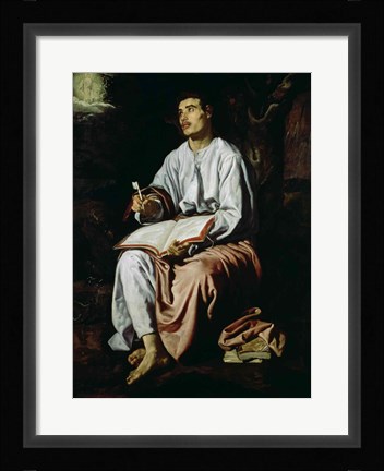 Framed St. John the Evangelist on the Island of Patmos Print