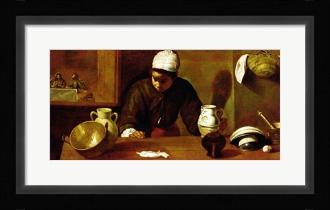Framed Kitchen Maid with the Supper at Emmaus, c.1618 Print