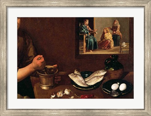 Framed Kitchen Scene with Christ in the House of Martha and Mary, Detail Print