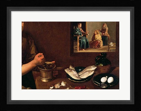 Framed Kitchen Scene with Christ in the House of Martha and Mary, Detail Print