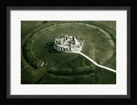 Framed Stonehenge from the air Print