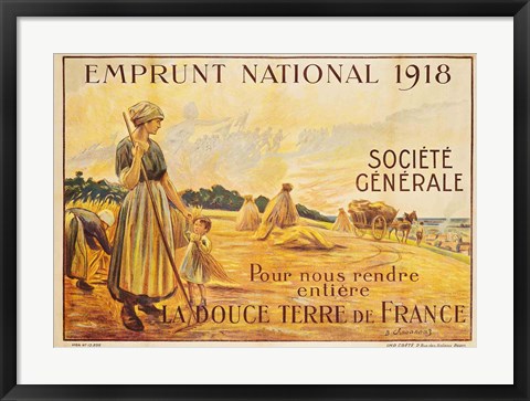Framed Poster for the Loan for National Defence from the Societe Generale, 1918 Print