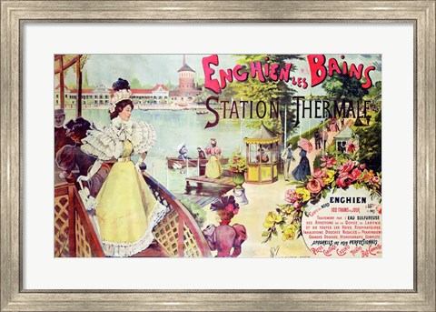 Framed Poster advertising the spa resort of Enghien-les-Bains, France Print