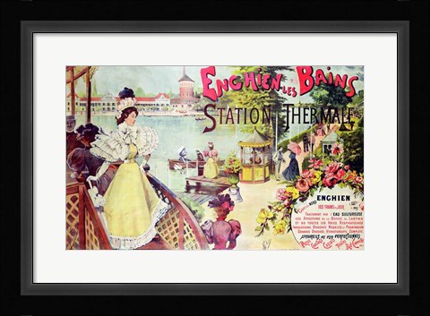 Framed Poster advertising the spa resort of Enghien-les-Bains, France Print