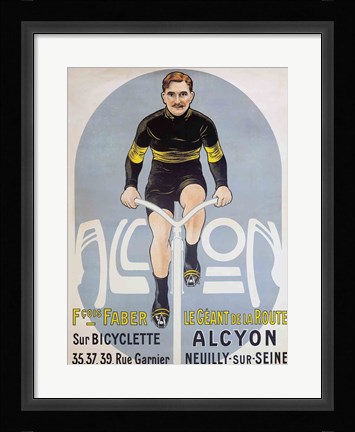 Framed Poster depicting Francois Faber on his Alcyon bicycle Print