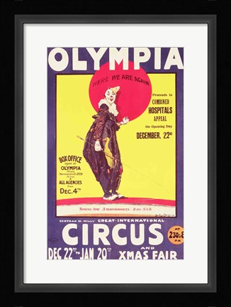 Framed Bertram Mills circus poster, 1922 Print
