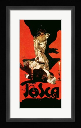 Framed Poster advertising a performance of Tosca, 1899 Print