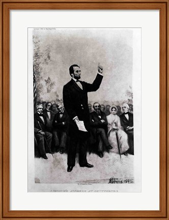 Framed Lincoln&#39;s Address at Gettysburg, 1895 Print