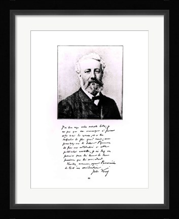 Framed Portrait of Jules Verne Print