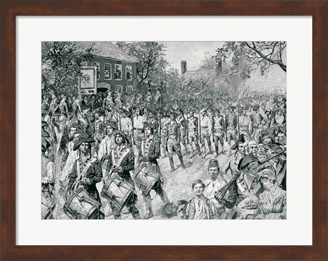 Framed Continental Army Marching Down the Old Bowery, New York, 25th November 1783 Print