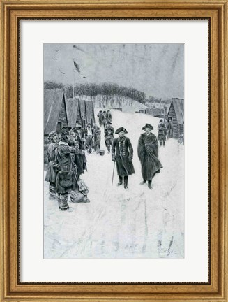 Framed Washington and Steuben at Valley Forge Print
