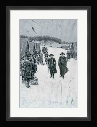 Framed Washington and Steuben at Valley Forge Print