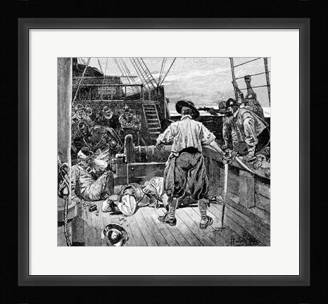 Framed Thomas Moon began to Lay about him with his Sword Print