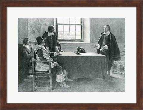 Framed Sir William Berkeley Surrendering to the Commissioners of the Commonwealth, illustration from &#39;In Washington&#39;s Day&#39; Print