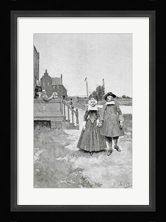 Framed Along the Canal in Old Manhattan, illustration from 'The Evolution of New York' Print