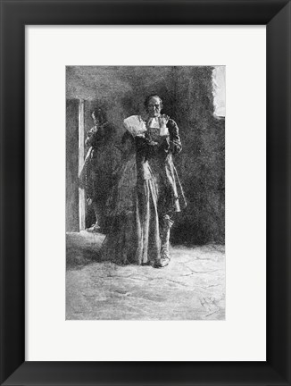 Framed Giles Corey in Prison Print