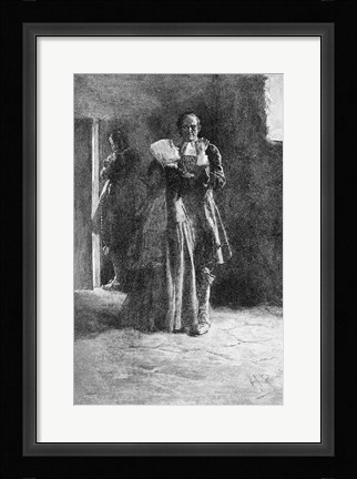 Framed Giles Corey in Prison Print