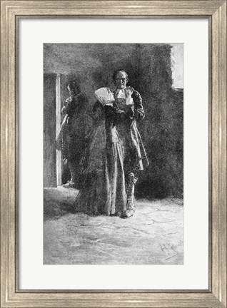 Framed Giles Corey in Prison Print