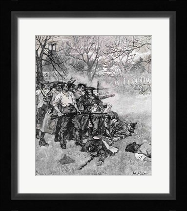 Framed Lexington Green - 'If they want war, it may as well begin here' Print