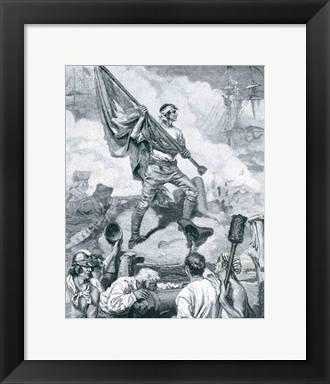 Framed Sergeant Jasper at the Battle of Fort Moultrie Print