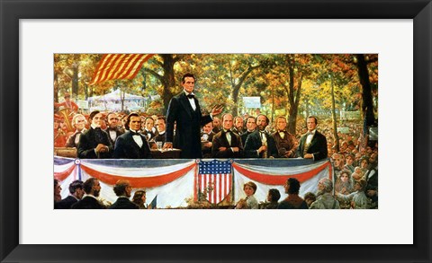 Framed Abraham Lincoln and Stephen A. Douglas debating at Charleston Print