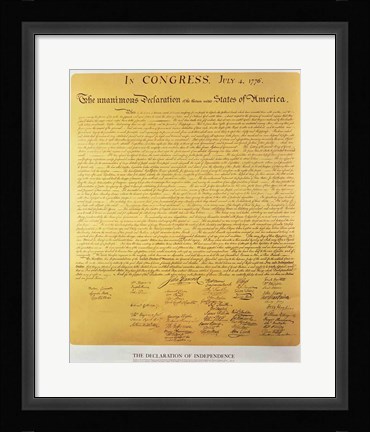 Framed Declaration of Independence of the 13 United States of America of 1776 Print