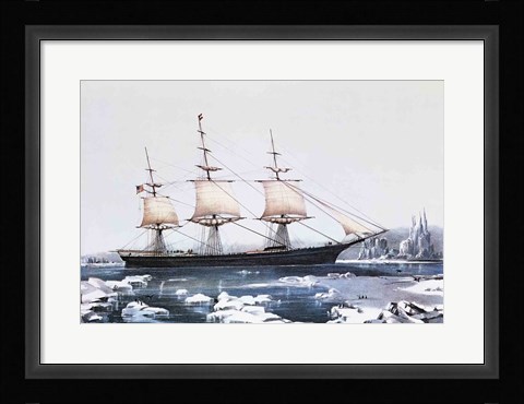 Framed Clipper Ship Red Jacket in the ice off Cape Horn on her passage from Australia to Liverpool Print