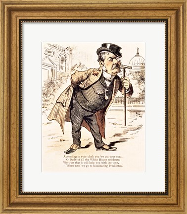 Framed Caricature of Chester Alan Arthur, c.1883 Print