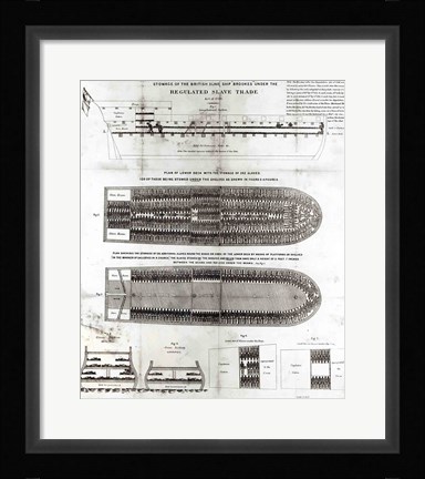 Framed Stowage of the British Slave Ship 'Brookes' Under the Regulated Slave Trade Act of 1788 Print