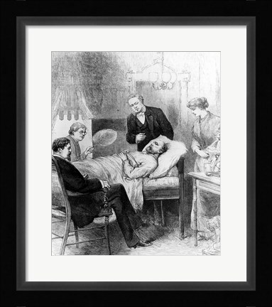 Framed President Garfield Lying Wounded in his Room at the White House, Washingto Print
