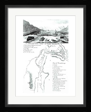 Framed Perspective View of Lake George and a Plan of Ticonderoga Print