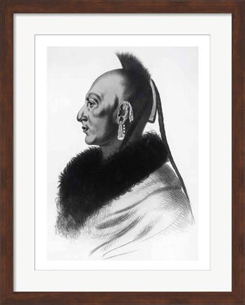 Framed Le Soldat du Chene, an Osage Chief Print