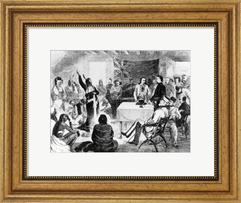 Framed Sitting Bull Council, 1877 Print