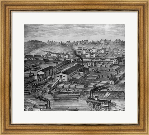 Framed Soho Saw and Planing Mills and Barge Yards Print
