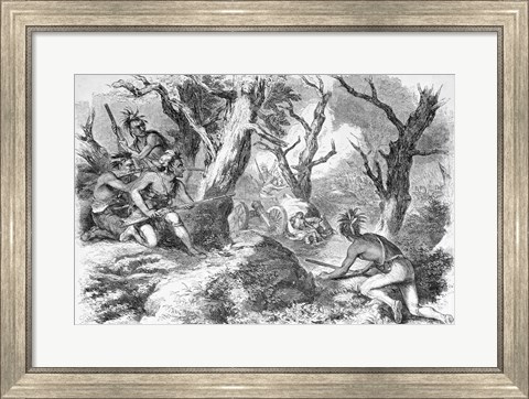 Framed Defeat of General Braddock, in the French and Indian War, in Virginia Print