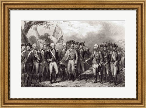 Framed British Surrendering their Arms to General Washington Print