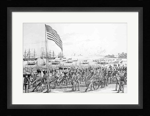 Framed Landing of the Troops at Vera Cruz, Mexico Print