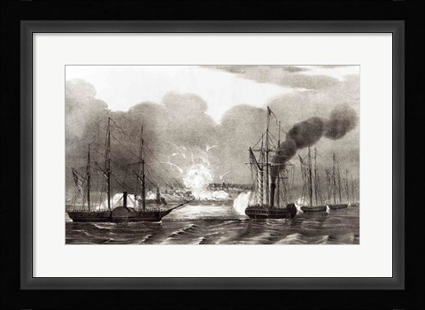 Framed Naval Bombardment of Vera Cruz Print