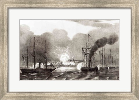 Framed Naval Bombardment of Vera Cruz Print