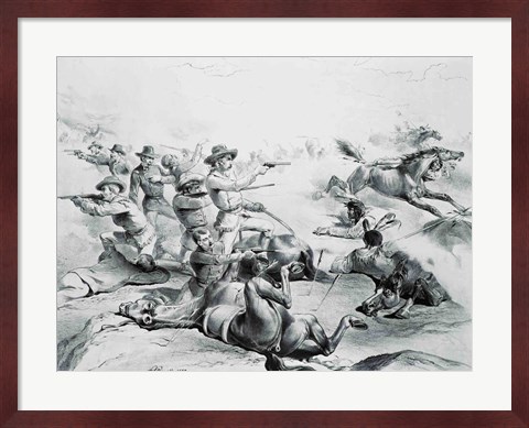 Framed Last Battle of General Custer Print