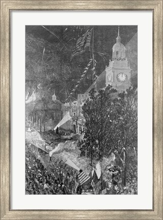 Framed Centennial Fourth: Illumination of Independence Hall Print