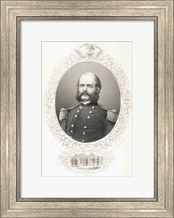 Framed Major General Ambrose Everett Burnside Print