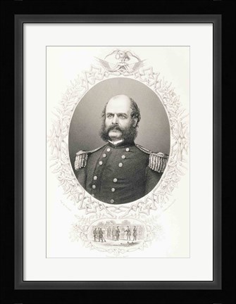 Framed Major General Ambrose Everett Burnside Print