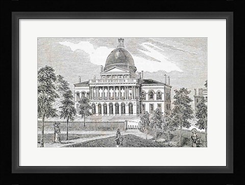 Framed Southern view of the State House in Boston Print