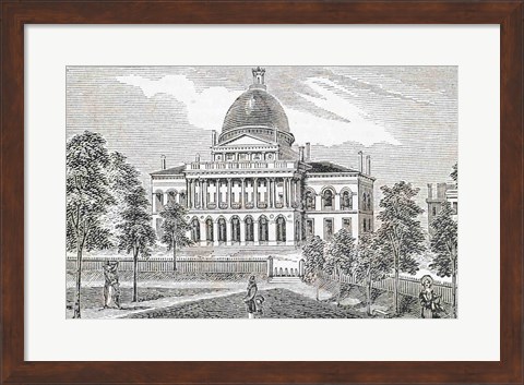 Framed Southern view of the State House in Boston Print