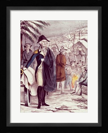Framed George Washington at Valley Forge Print