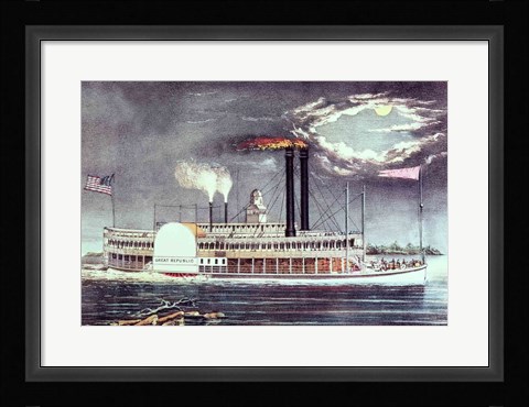 Framed Moonlight on the Mississippi Print