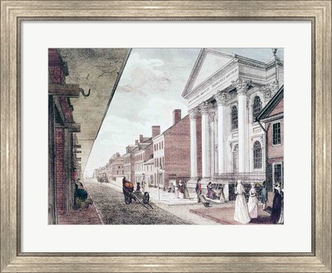 Framed High street with the first Presbyterian Church, Philadelphia, 1799 Print